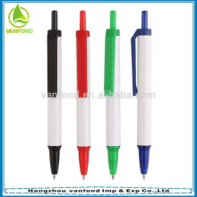 Top quality white barrel plastic ball pen 1000pcs free shipping